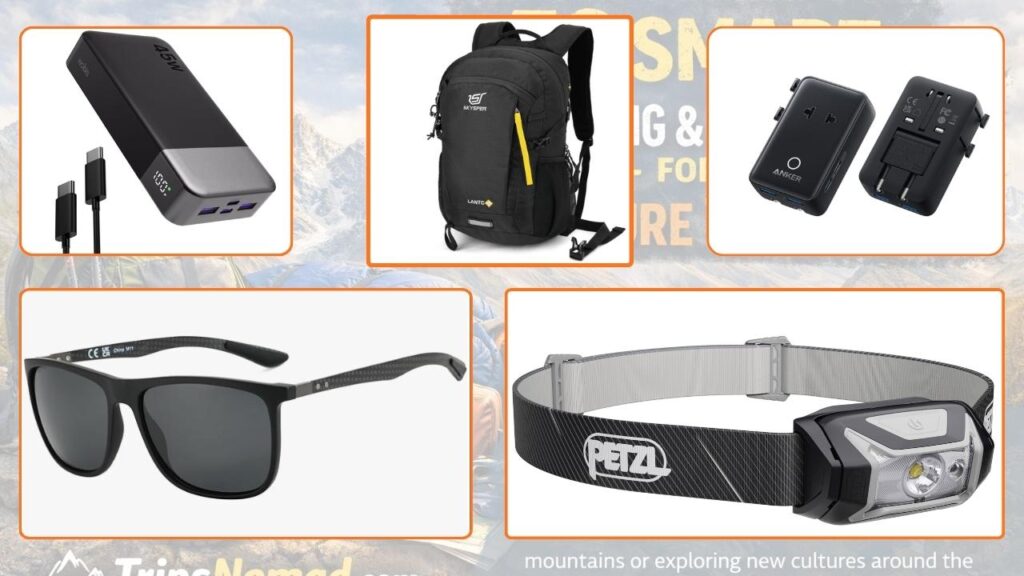 Backpacking and packing tips for adventure travelers with trekking gear and mountain landscape